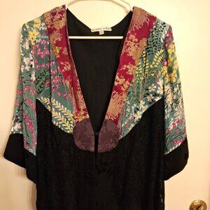 Spencer Alexis Multicolor Floral Lace Silk Rayon Kimono Cardigan Women's Size L
